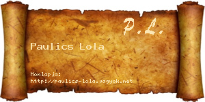 Paulics Lola névjegykártya